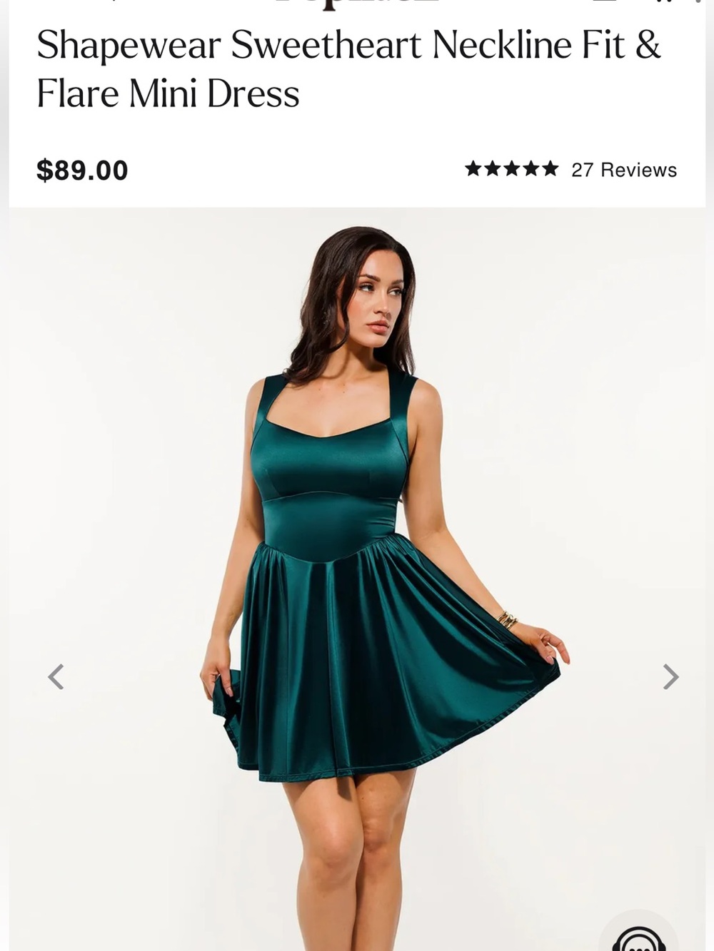 NWT Popilush Shapewear Sweetheart Neckline Fit &
Flare Mini Dress xxl